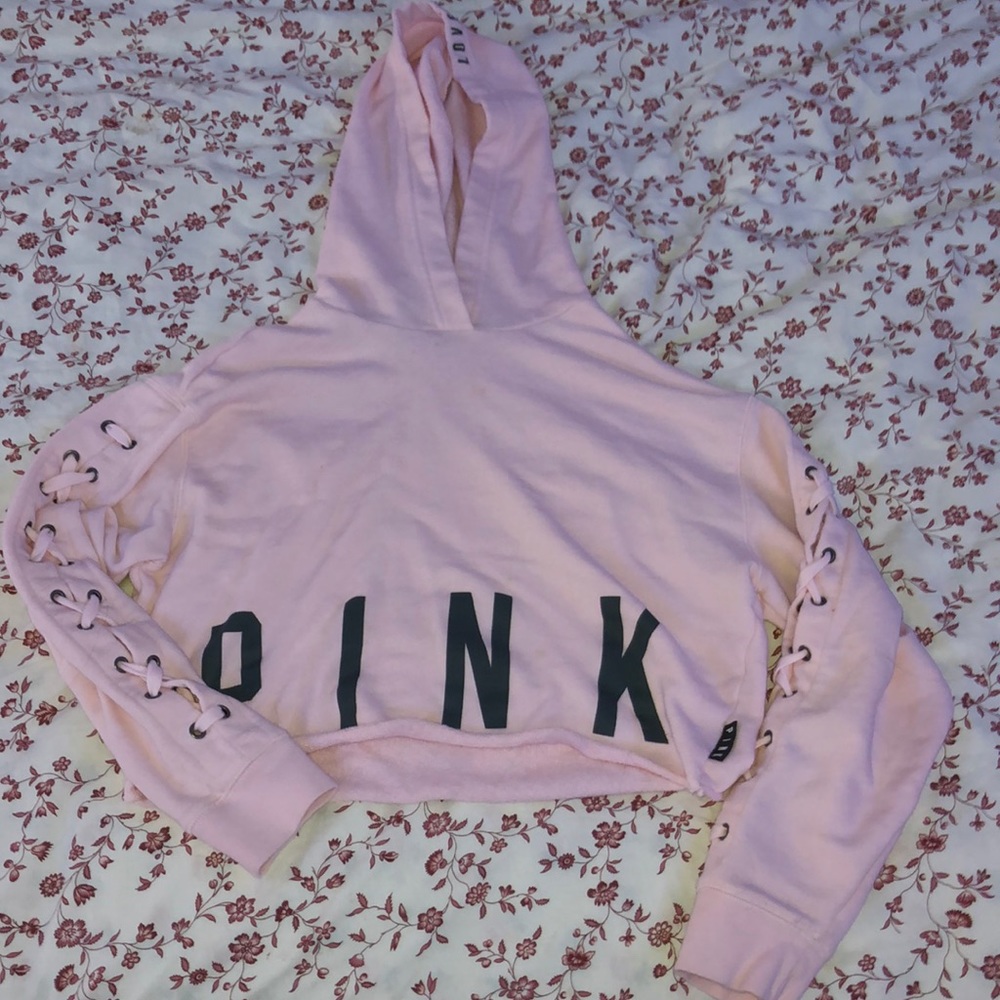 Pink cropped hoodie